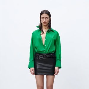 Green poplin shirt ZARA
